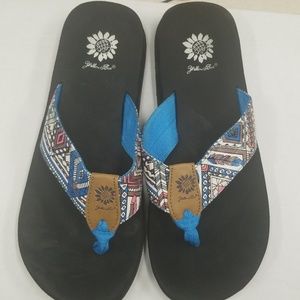 Yellow box flip flops